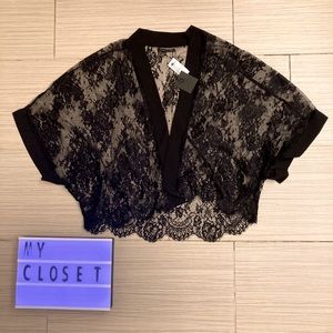 Black lace short kimono from hottie